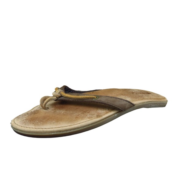 Sperry Top-Sider Women's Size 7 Brown Leather Thong Flip Flop Sandals Casual - Picture 1 of 7